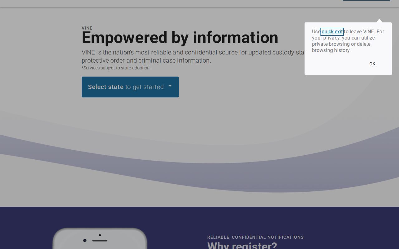 Hamilton County VINELink arrest custody state-selection search screen