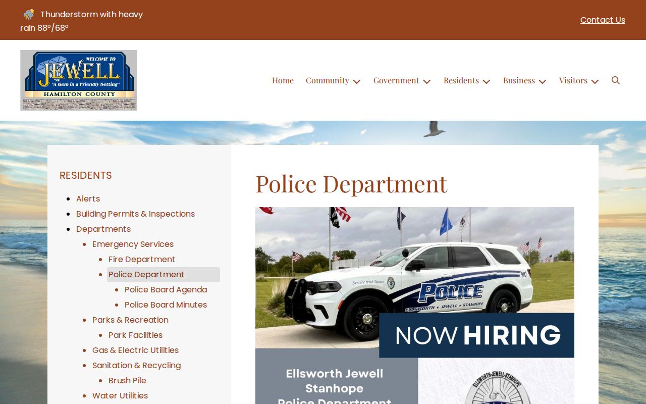 Ellsworth Jewell Stanhope Police Department contact for Jewell arrest records